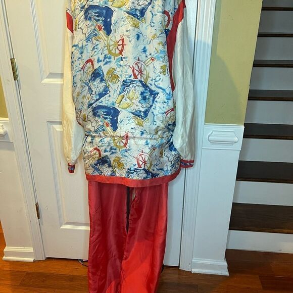 NWT Robert Stock 100% Silk Active Wear Nautical print Jacket & orange pa… - Picture 7 of 15